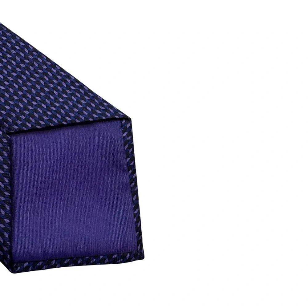 St Bernard Mens Silk Necktie Purple Blue Geometric‎ Diamond Pattern 0966271